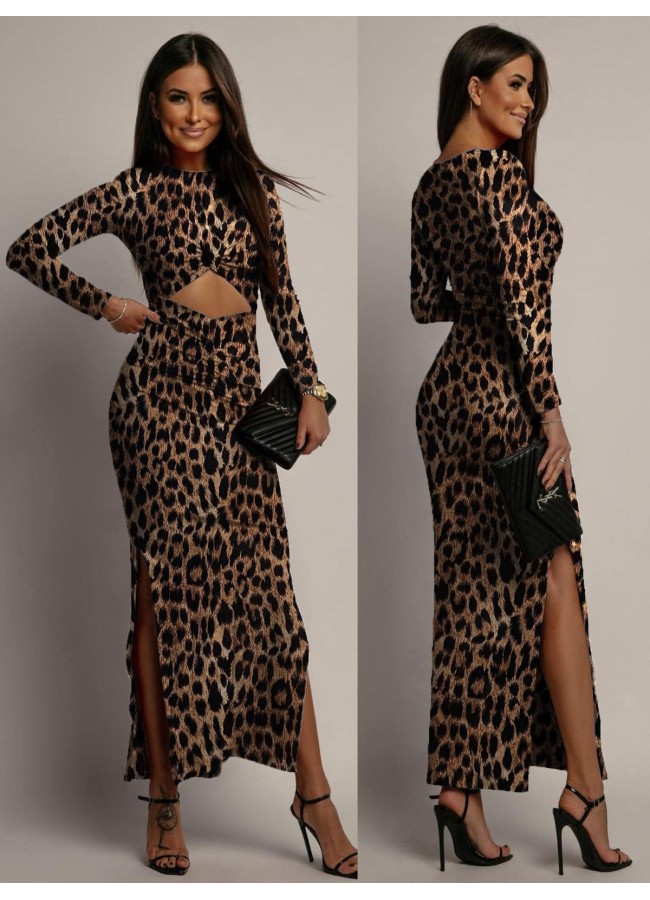 BROWN LEOPARD DRESS - MEMO