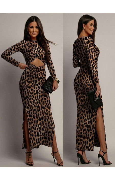 BROWN LEOPARD DRESS - MEMO