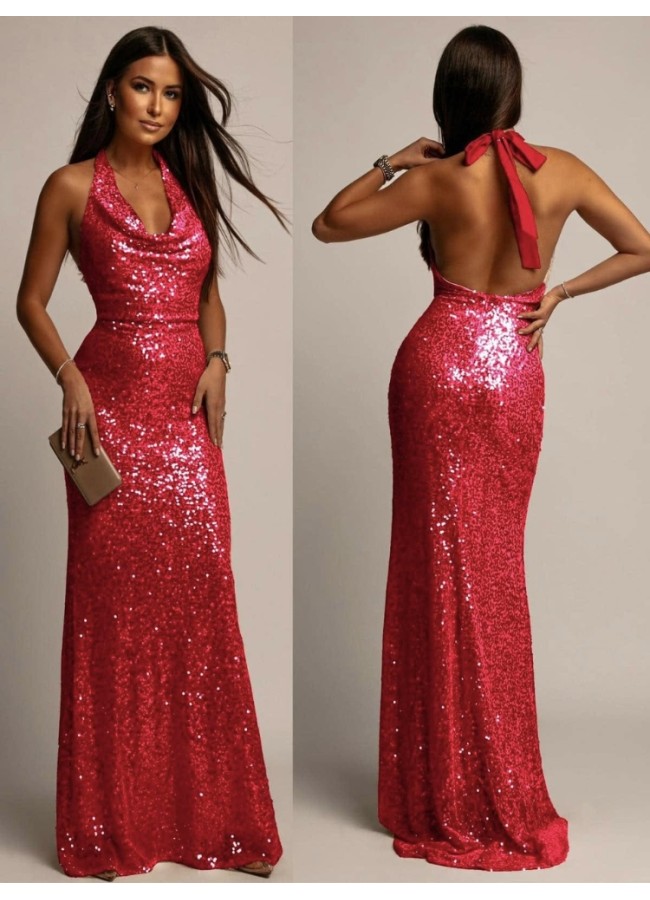 MAXI DRESS WITH SEQUINS -...