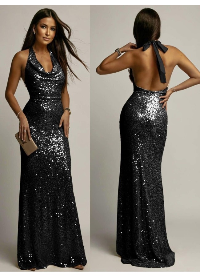 MAXI DRESS WITH SEQUINS -...