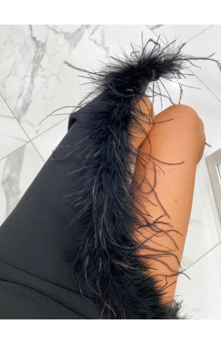 BLACK DRESS WITH FEATHERS BANDAGE - FURLY