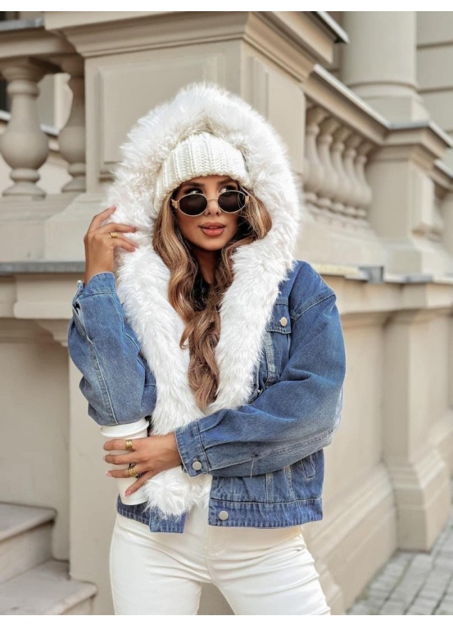 DENIM JACKET WITH FUR - BARETA