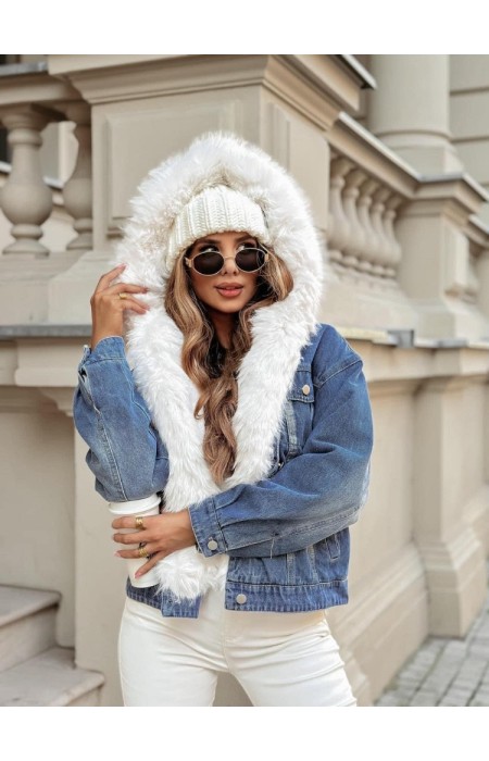 DENIM JACKET WITH FUR - BARETA