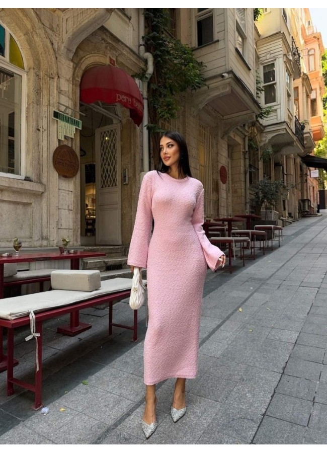 PINK KNITTED MAXI DRESS -...