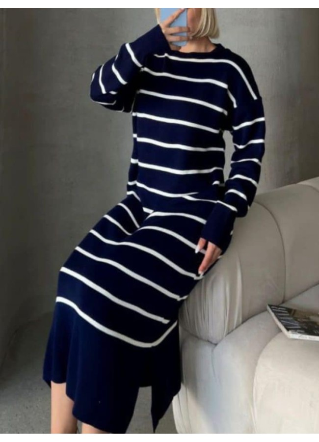 KNITTED LONG DRESS - STRIPE