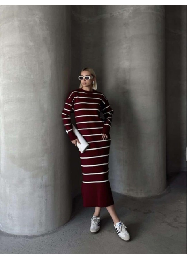 KNITTED LONG DRESS - STRIPE