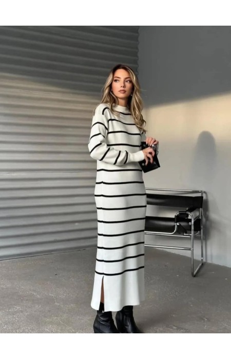 KNITTED LONG DRESS - STRIPE