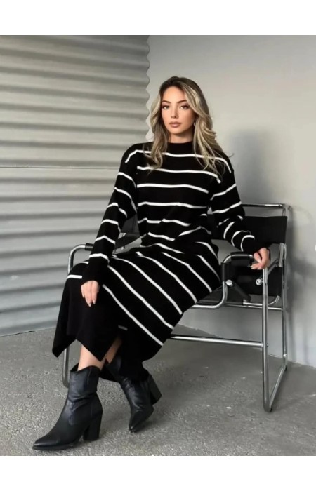 KNITTED LONG DRESS - STRIPE