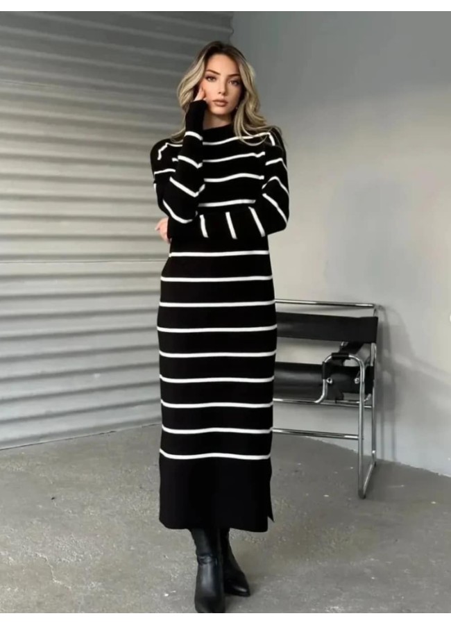 KNITTED LONG DRESS - STRIPE