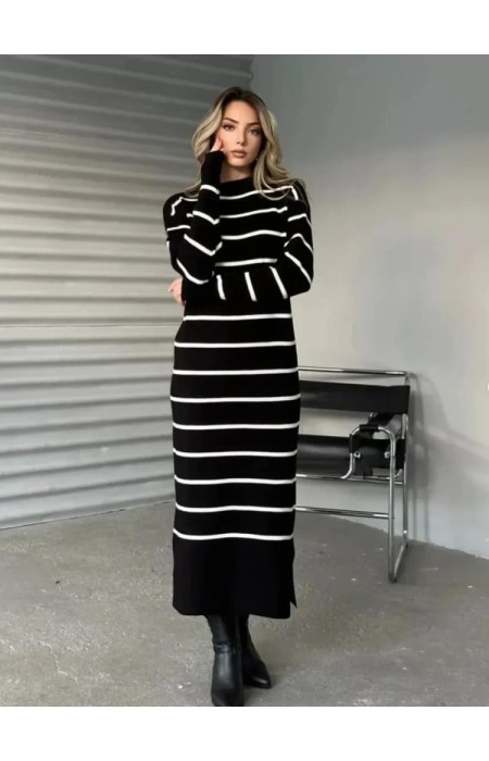 KNITTED LONG DRESS - STRIPE