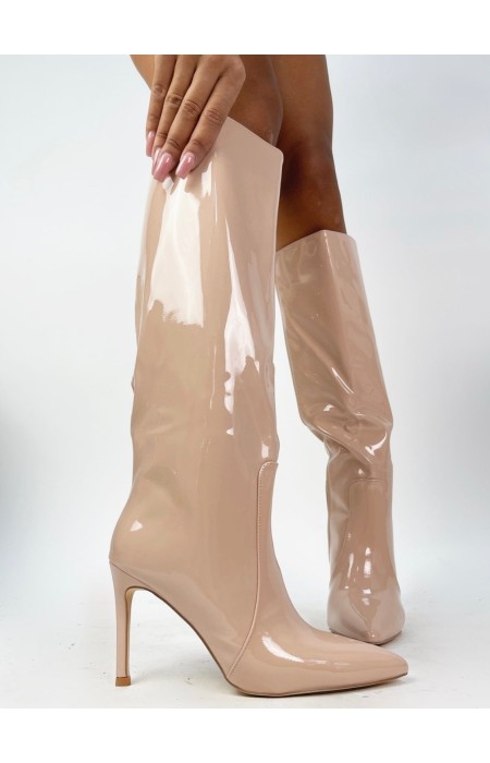 BATTY PATENT NUDE BOOTS