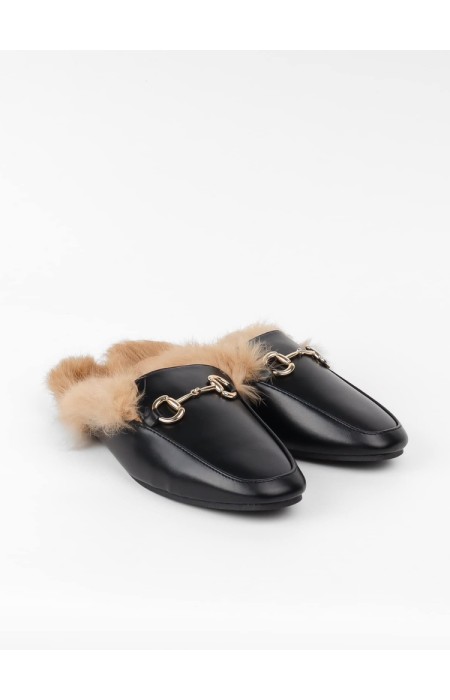 BLACK FLAT SLIPPERS - SONIA