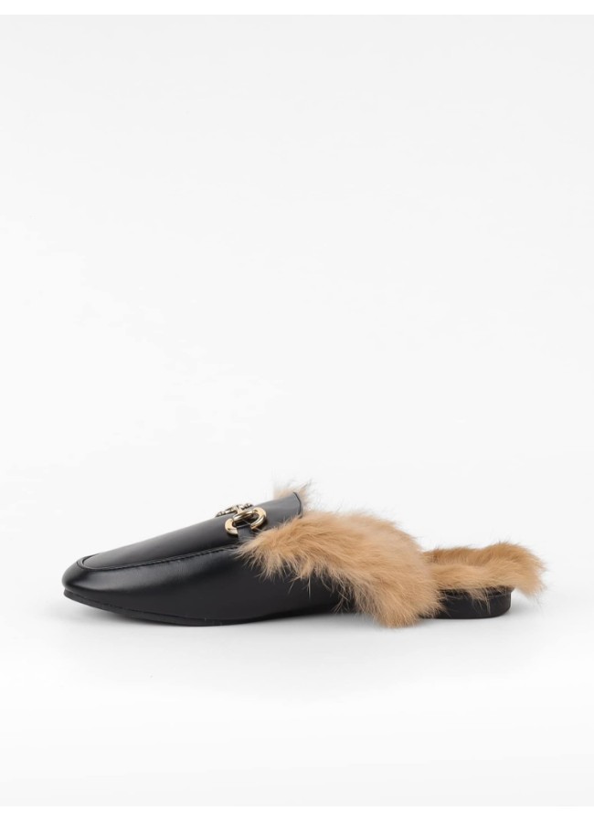 BLACK FLAT SLIPPERS - SONIA