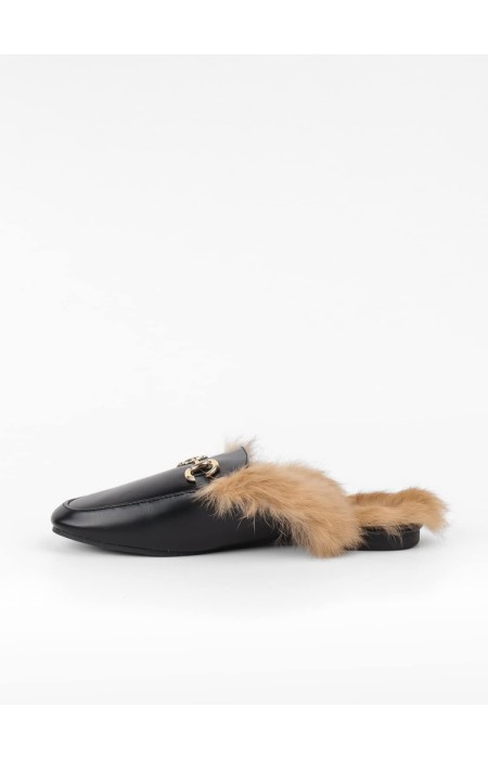 BLACK FLAT SLIPPERS - SONIA