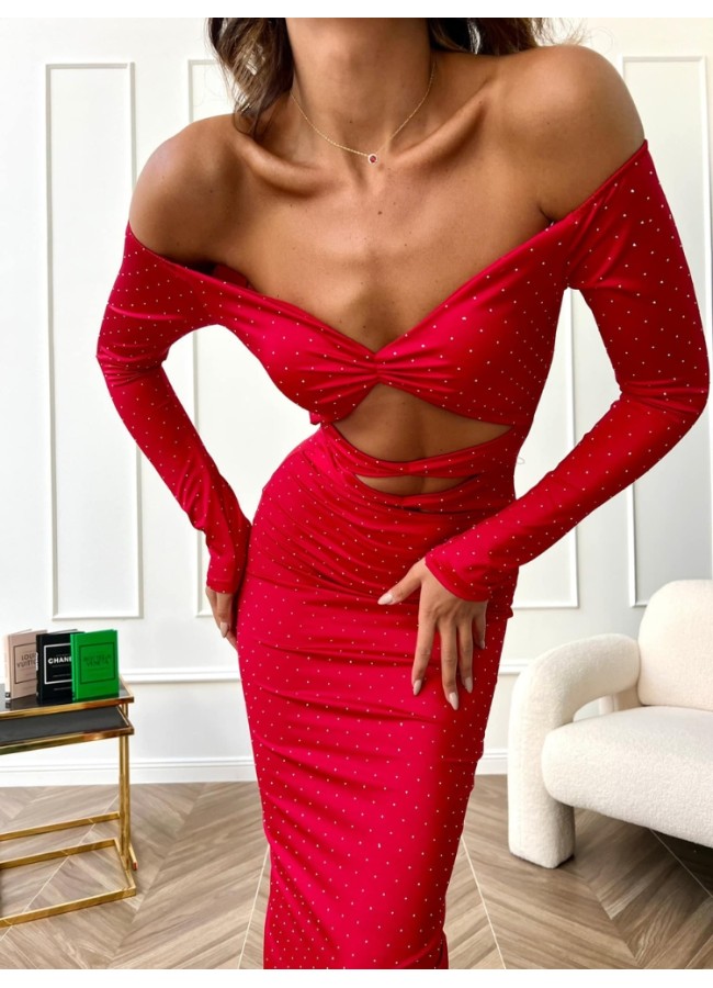 RED DRESS IN RHINESTONES - FABULOUS