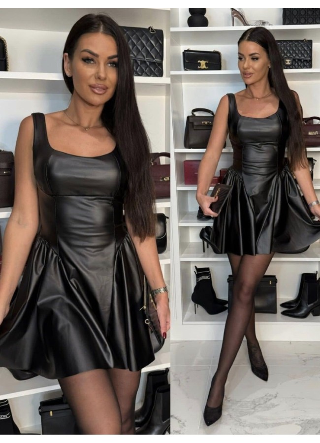 BLACK VINYL DRESS - MAYA