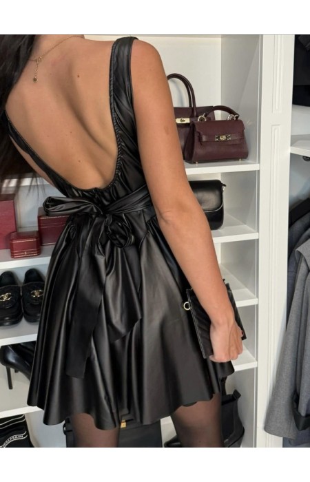 BLACK VINYL DRESS - MAYA