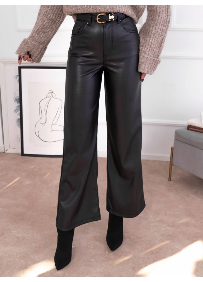 INES BLACK LEATHER PANTS