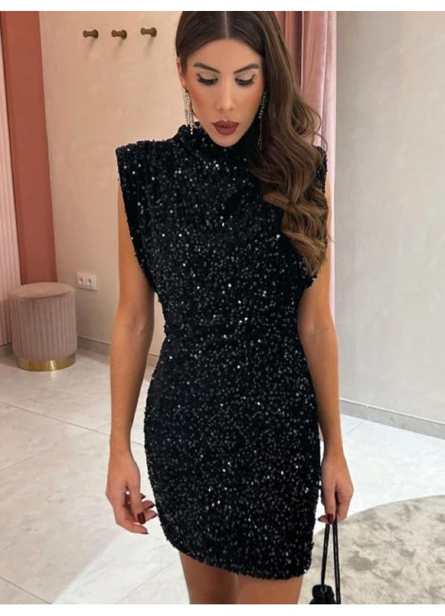 VELVET DRESS WITH SEQUINS -...