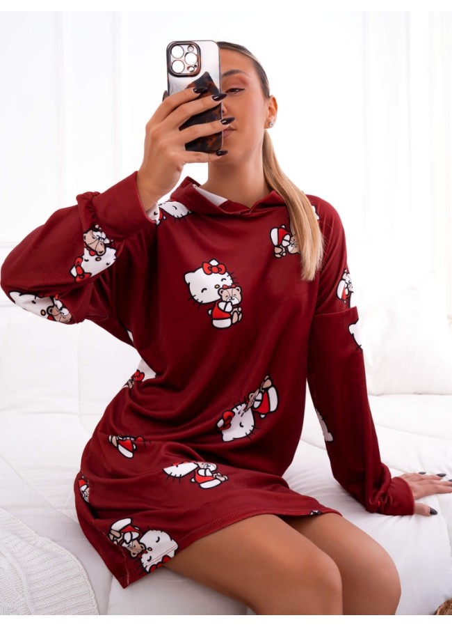 BURGUNDY VELVET NIGHTY -...