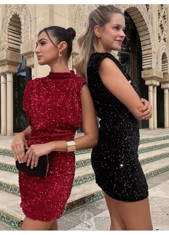 VELVET DRESS WITH SEQUINS -...