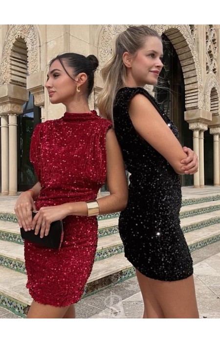 VELVET DRESS WITH SEQUINS - PAOLA