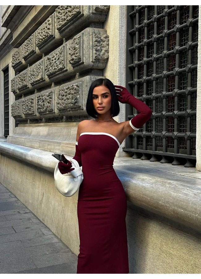 BORDEAUX MIDI DRESS -...