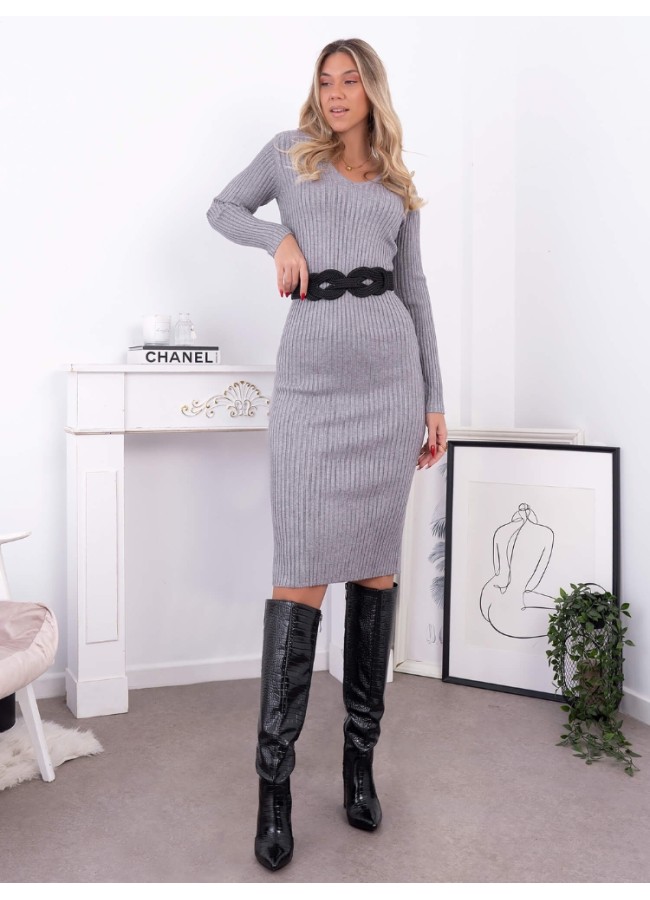 GREY KNITTED DRESS - REGINA