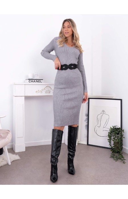 GREY KNITTED DRESS - REGINA