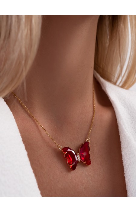 BUTTERFLY RED NECKLACE