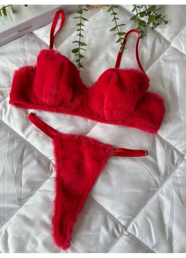 RED FUR UNDERWEAR SET - BABINA