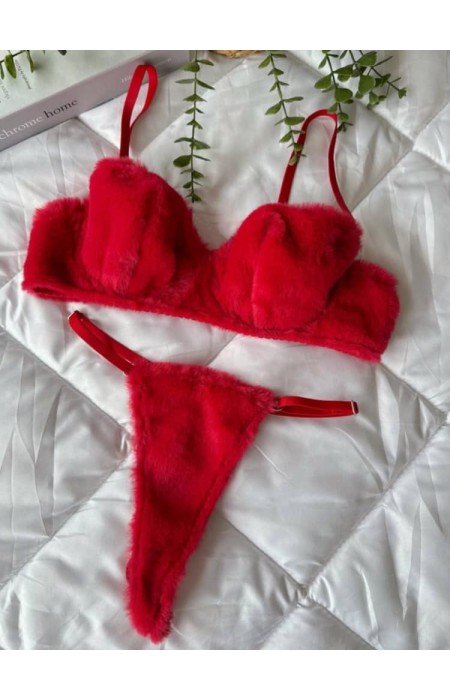 RED FUR UNDERWEAR SET - BABINA