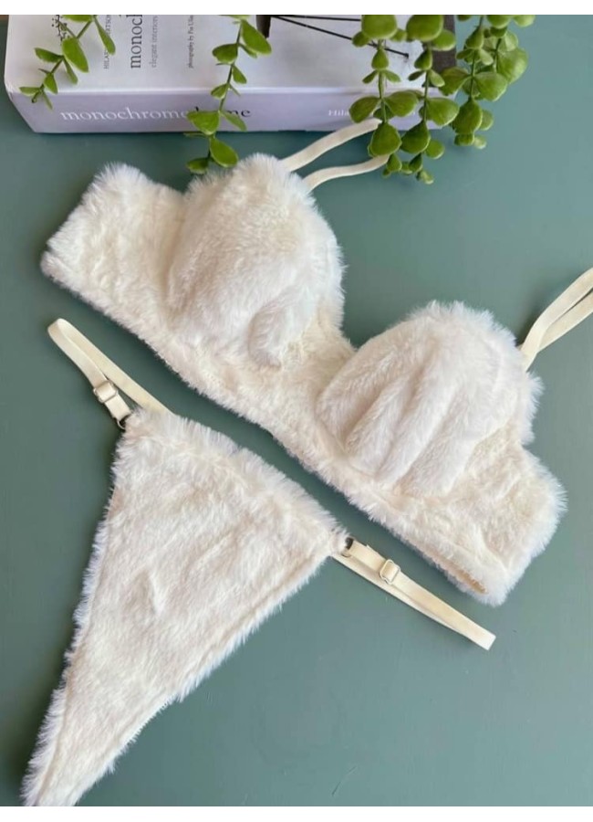 WHITE FUR UNDERWEAR SET - BABINA