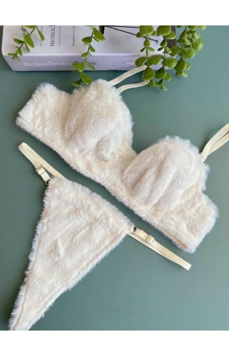 WHITE FUR UNDERWEAR SET - BABINA