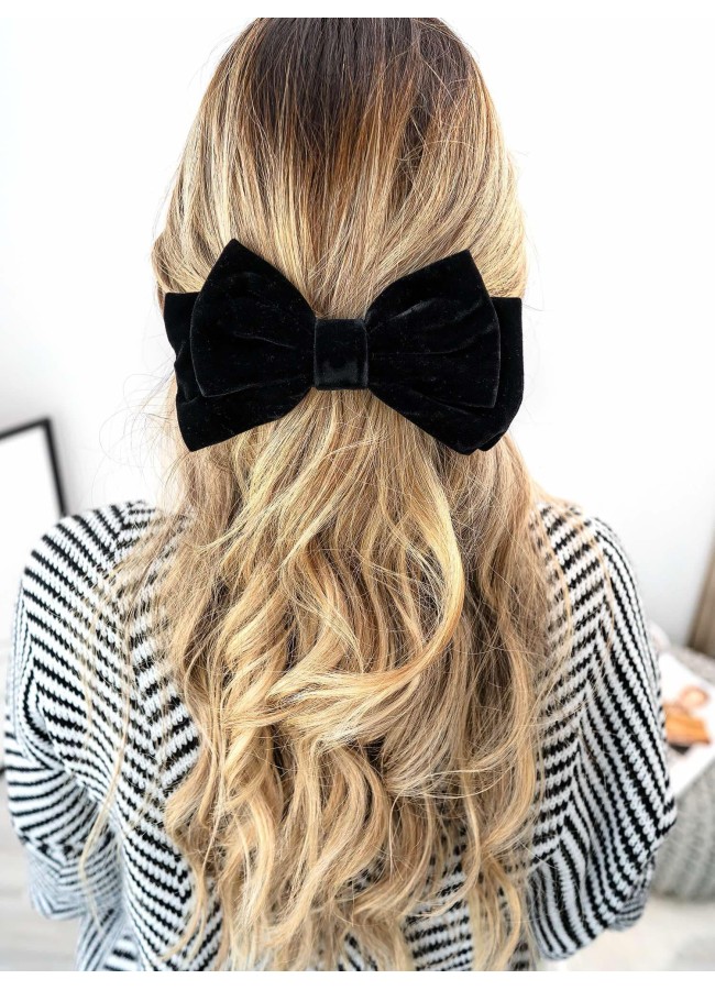 BLACK VELVET BOW WITH CLIP - BOW