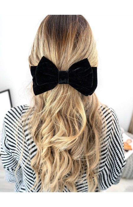 BLACK VELVET BOW WITH CLIP - BOW