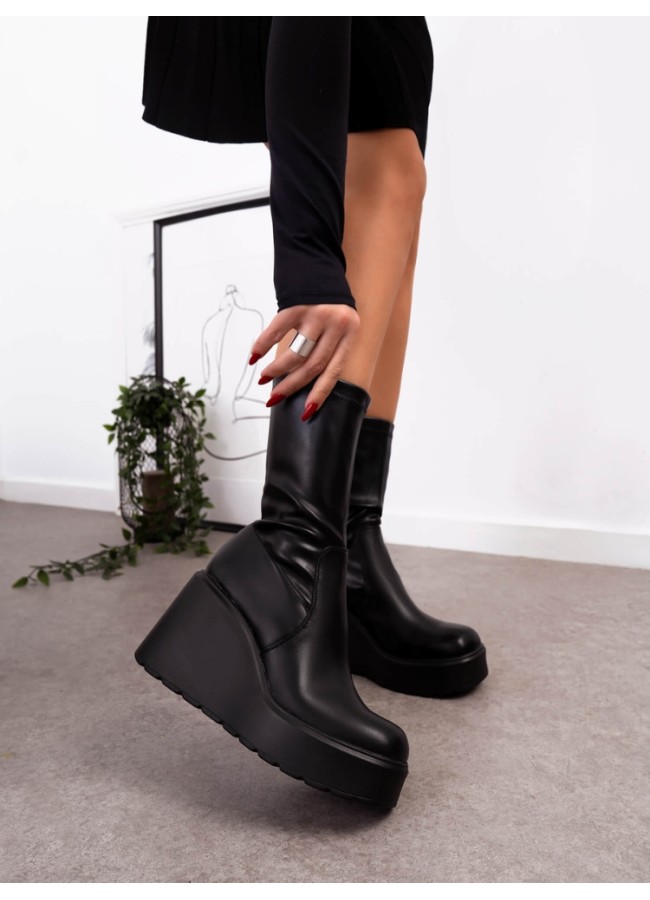 BLACK  PLATFORM BOOTS - BELFAST