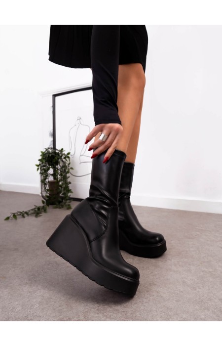 BLACK  PLATFORM BOOTS - BELFAST