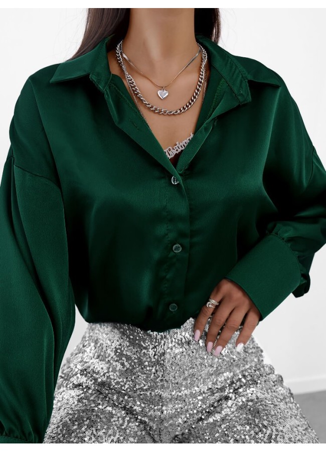 CLODE DARK GREEN SATIN SHIRT