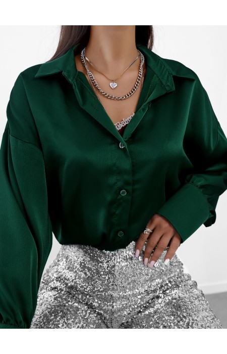 CLODE DARK GREEN SATIN SHIRT