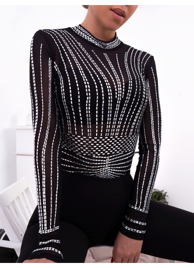 BLACK WITH SILVER BODYSUIT - EIRINI