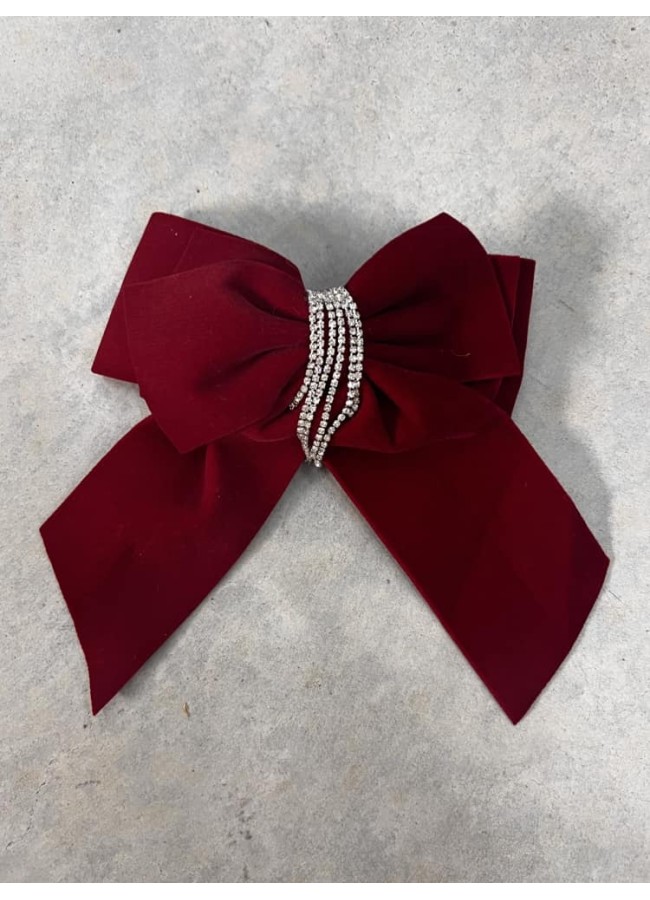 VELVET BOW WITH RHINESTONES - DOLL