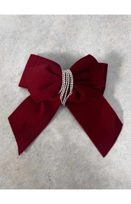 VELVET BOW WITH RHINESTONES - DOLL