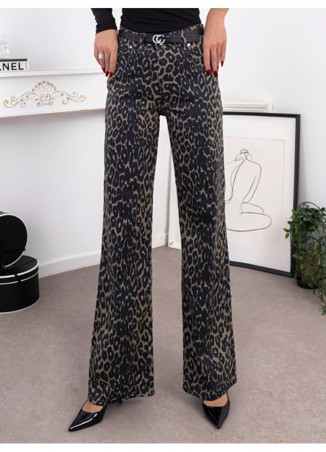 BROWN LEOPARD JEANS - SAMI