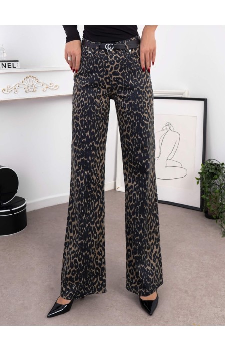 BROWN LEOPARD JEANS - SAMI