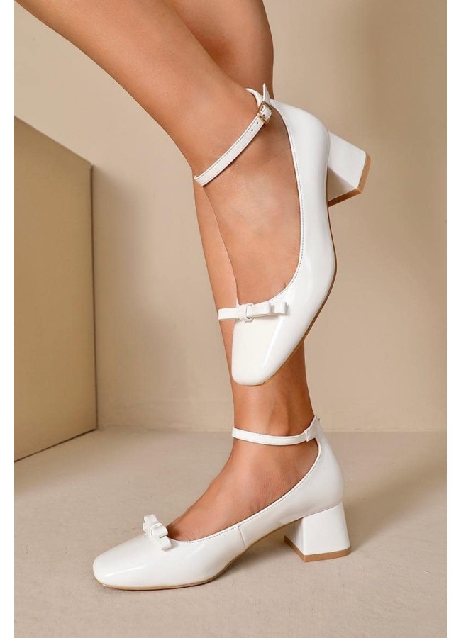 WHITE VERNIS HEELS - ELLA