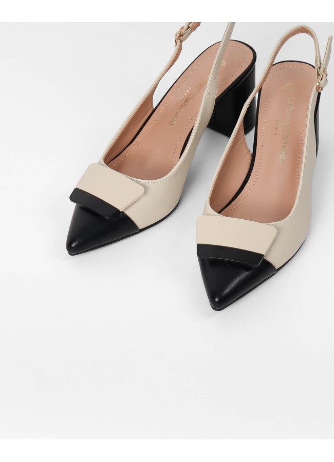 BEIGE BLACK HEELS - NADA