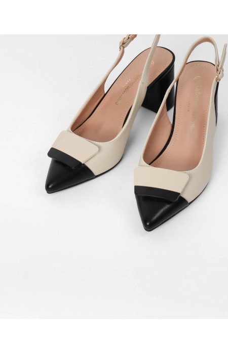 BEIGE BLACK HEELS - NADA