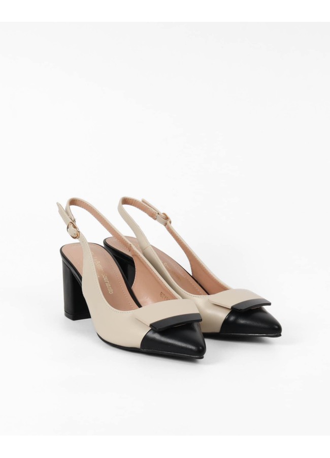 BEIGE BLACK HEELS - NADA