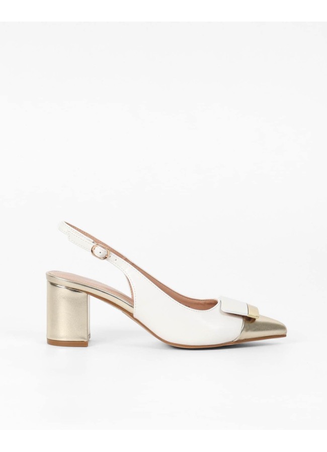 WHITE AND GOLD HEELS - NADA